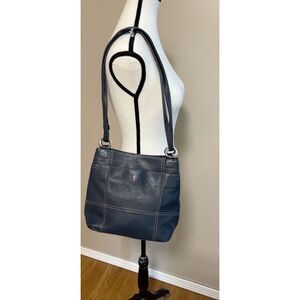 Tignanello dark blue pebbled leather convertible crossbody bag
